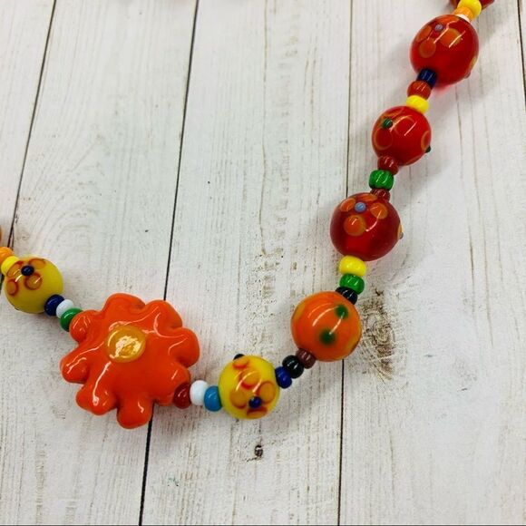 Art glass Beaded Necklace and Bracelet Set - Picture 2 of 3